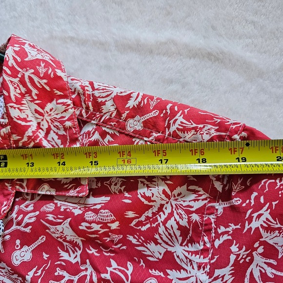 Columbia PFG Omni-Shade Tropical Coral Palm Tree Button Up‎ Shirt Red White M - Picture 8 of 14